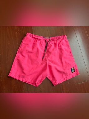 Society Hot Pink Athletic Drawstring Swim Shorts